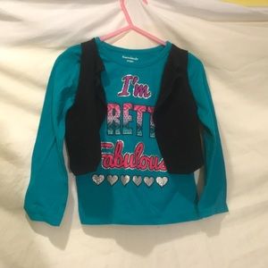 Girls 3T teal shirt with sewn on vest.